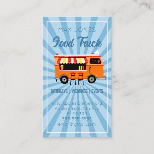 wedding event hotdog food truck catering company business card