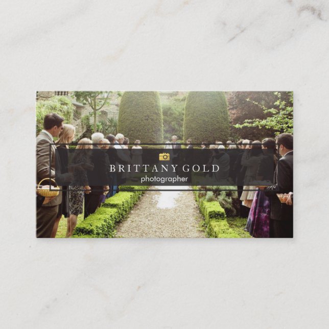 Wedding Event Photography Business Card Black Gold (Front)