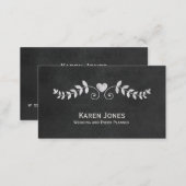 Wedding Event Planner Chalkboard Floral Business Card (Front/Back)