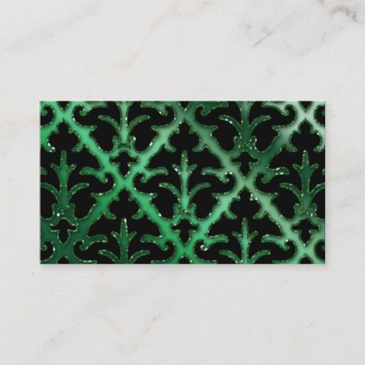 Customizable Wedding Event Planner Damask Emerald Green Sparkle Business Card Template