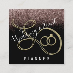 Wedding & Event Planner Faux Glitter Gold Ring Square Business Card