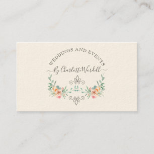 Wedding Event Planner Floral Script Logo Business Card