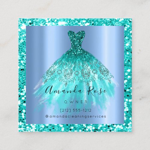 Wedding Event Planner Glitter Blue Mint Green Appointment Card