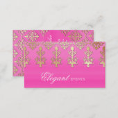 Wedding Event Planner Indian Damask Pink Gold Business Card (Front/Back)