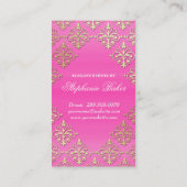 Wedding Event Planner Indian Damask Pink Gold Business Card (Back)
