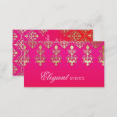 Wedding Event Planner Indian Damask Pink Red Business Card (Front/Back)