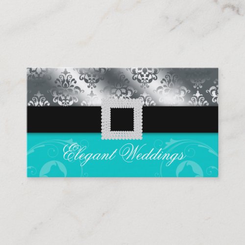 Wedding Event Planner Jewel Blue Silver Business Card Templates