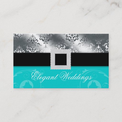 Customizable Wedding Event Planner Jewel Blue Silver Business Card Templates
