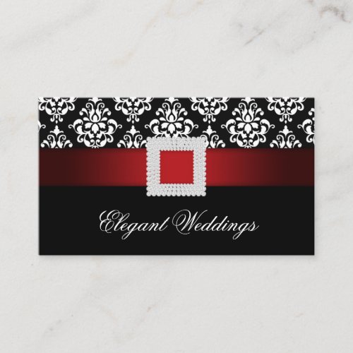 Wedding Event Planner Jewel Brooch Red Black White Business Card