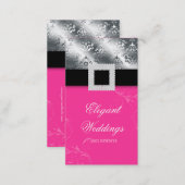 Wedding Event Planner Jewel Pink Silver V Business Card (Front/Back)