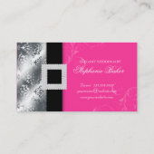 Wedding Event Planner Jewel Pink Silver V Business Card (Back)