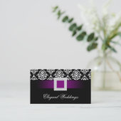 Wedding Event Planner Jewel Purple Black White Business Card (Standing Front)