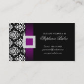 Wedding Event Planner Jewel Purple Black White Business Card (Back)