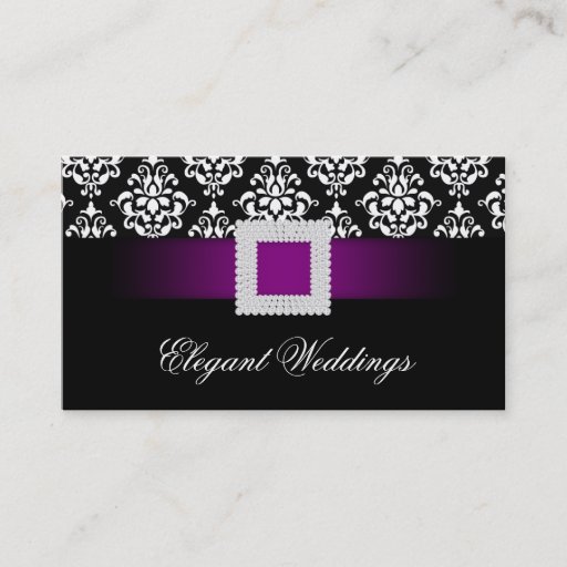 Customizable Wedding Event Planner Jewel Purple Black White Business Cards