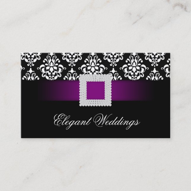 Wedding Event Planner Jewel Purple Black White Business Card (Front)