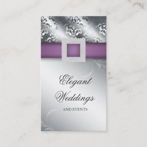 Customizable Wedding Event Planner Jewel Purple Silver V Business Card Template