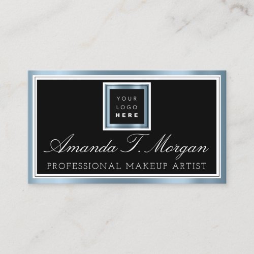 Wedding Event Planner Logo Black Metal Blue Business Card