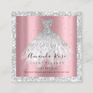 Wedding Event Planner Pink Confetti Silver Gray Appointment Card