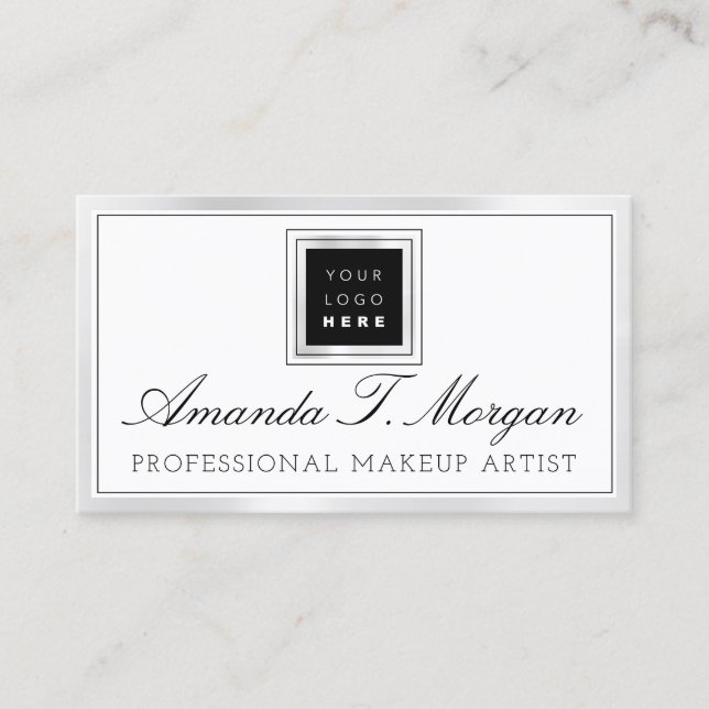 Wedding Event Planner Planner Logo Silver White Business Card (Front)