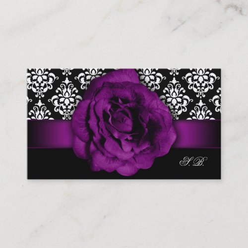 Wedding Event Planner Purple Rose Damask Business Cards
