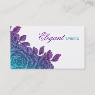 Wedding Event Planner Rose Flower Blue Purple Business Card