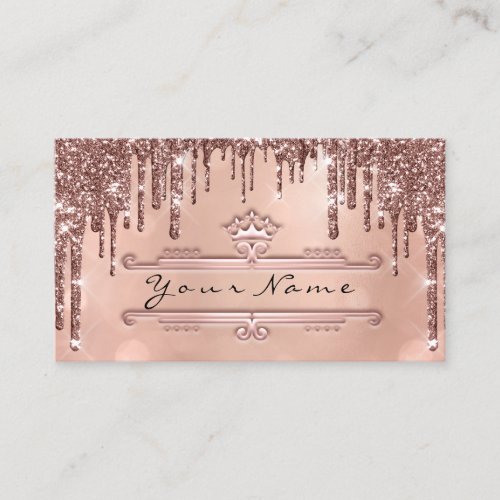 Wedding Event Planner Rose Glitter Drips Crown Business Card