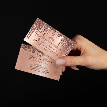 Wedding Event Planner Rose Glitter Drips Royal Business Card by luxury_luxury at Zazzle