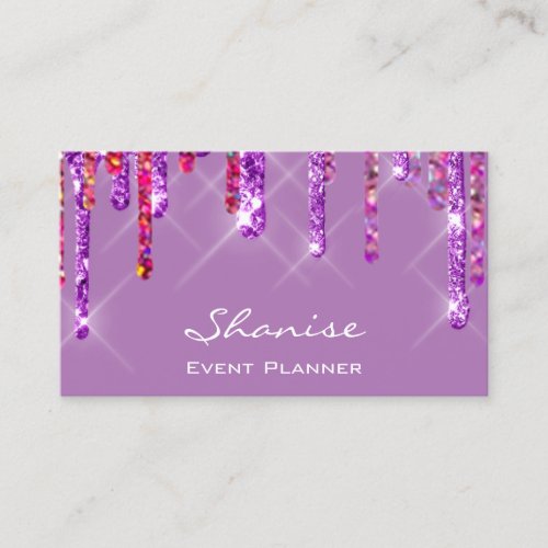 Wedding Event Planner Violet Drips Purple Pink Business Card
