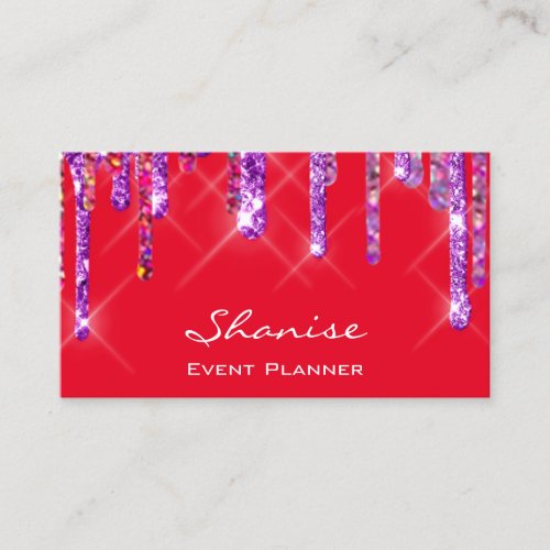 Wedding Event Planner Violet Drips Purple Red Business Card