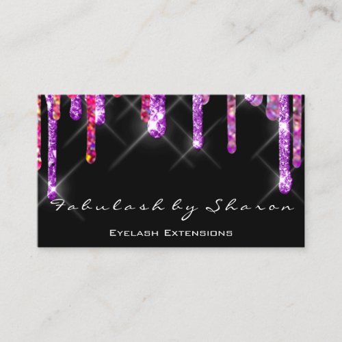 Wedding Event Planner Violet Drips Spark Black Business Card