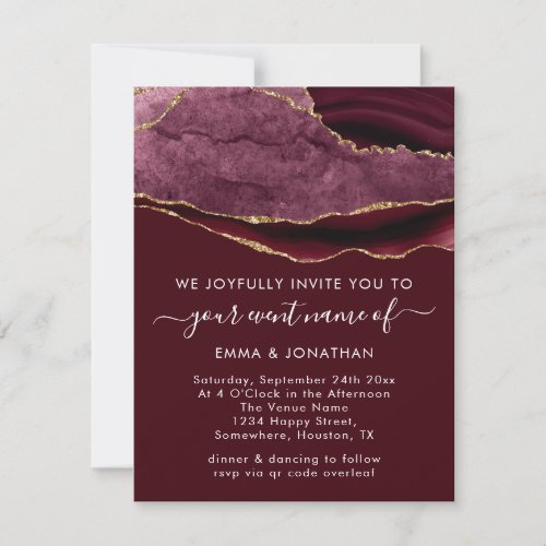 Wedding Event QR Code Black Burgundy Bordeaux