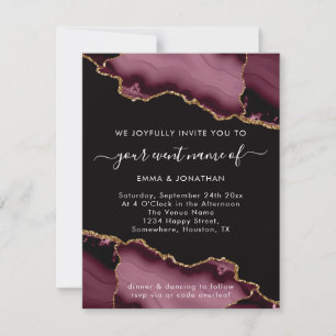 Wedding Event QR Code Rose Burgundy Marsala Black