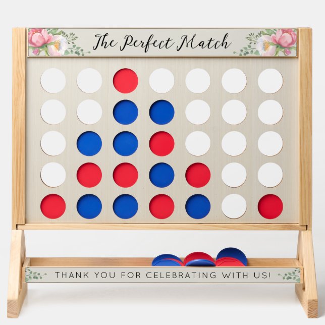 Wedding Event Rental Game Pink Floral Fast Four (Front)