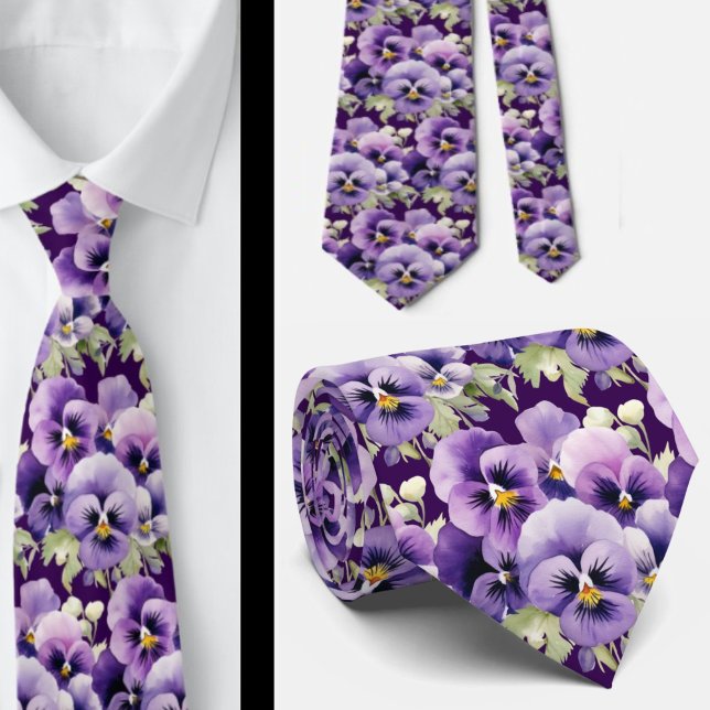 Wedding & Events | Formal Purple Pansy Neck Tie (Creator Uploaded)