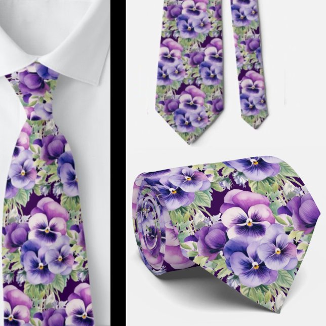Wedding & Events | Formal Purple Pansy Neck Tie (Creator Uploaded)