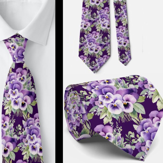Wedding & Events | Formal Purple Pansy Neck Tie (Creator Uploaded)