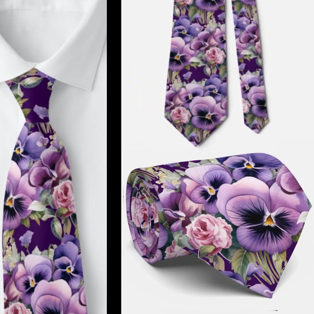 Wedding & Events | Formal Purple Pansy Neck Tie (Creator Uploaded)