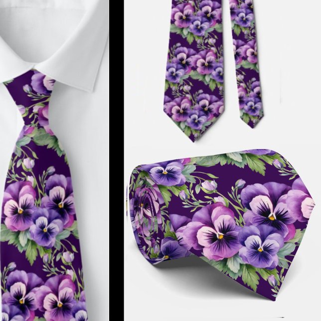 Wedding & Events | Formal Purple Pansy Neck Tie (Creator Uploaded)