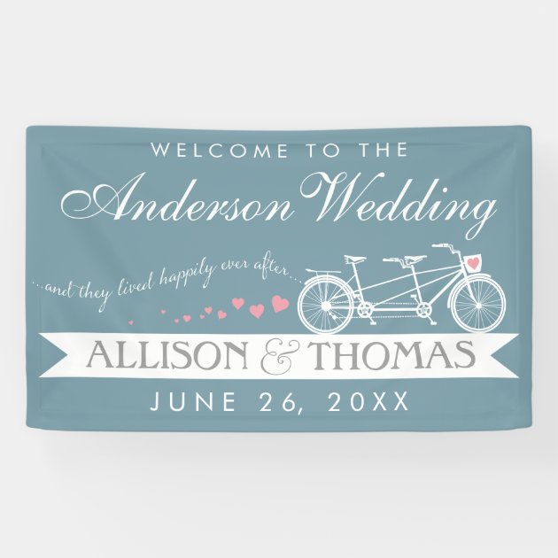 Wedding Ever After Bicycle - CHOOSE YOUR COLOR Banner