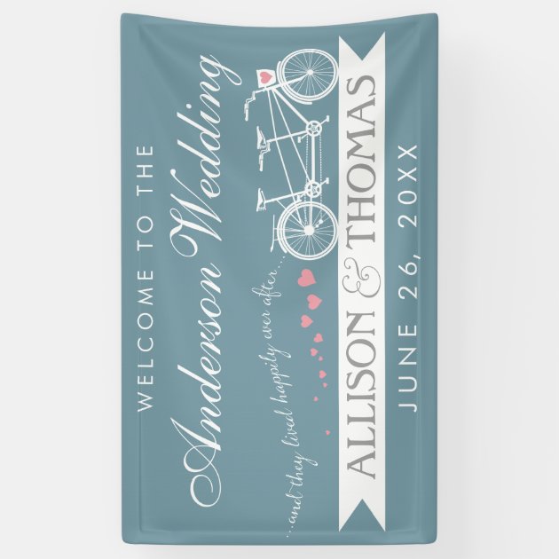 Wedding Ever After Bicycle - CHOOSE YOUR COLOR Banner