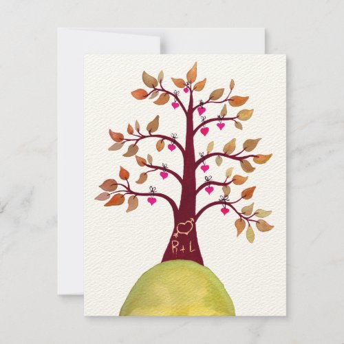 Wedding Fall Autumn Love Heart Tree Carving Invite