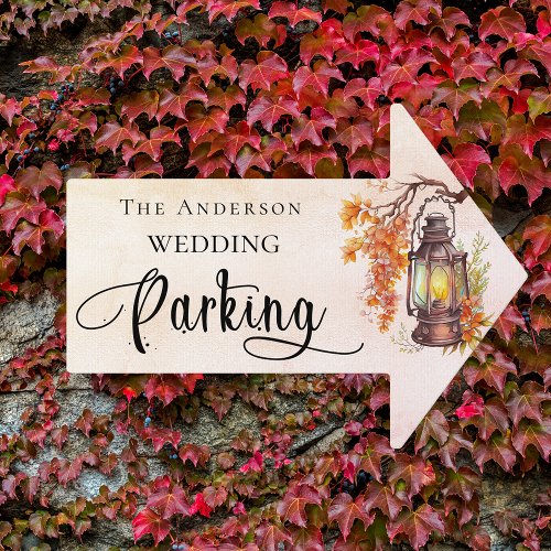 Wedding fall orange guest parking arrow  sign