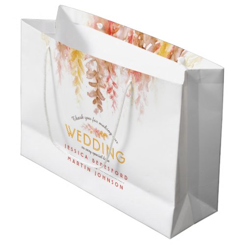 Wedding fall vines brown red yellow thank you large gift bag