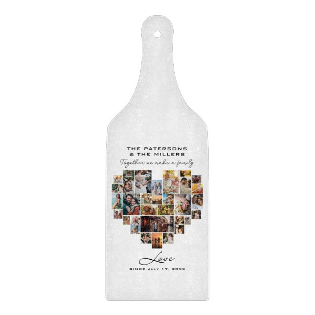 Wedding Family Anniversary Heart Photo Collage Cutting Board (Front)