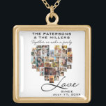 Wedding Family Anniversary Heart Photo Collage Gold Plated Necklace<br><div class="desc">A combination of the timeless elegance of modern script with the warmth of a heart-shaped photo collage,  creating a stunning tribute to your special bond. It's perfect for you or gifting to a loved one on a special occasion. Capture the essence of your relationship and treasure your shared moments</div>