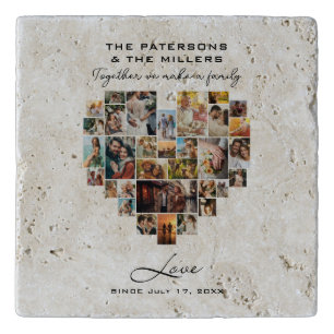 Wedding Family Anniversary Heart Photo Collage Trivet