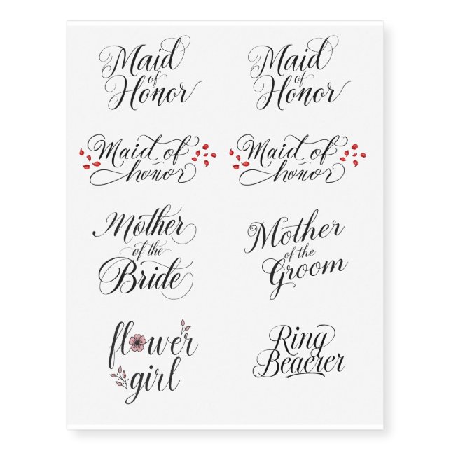 Wedding Family Temporary Tattoos  (Front)