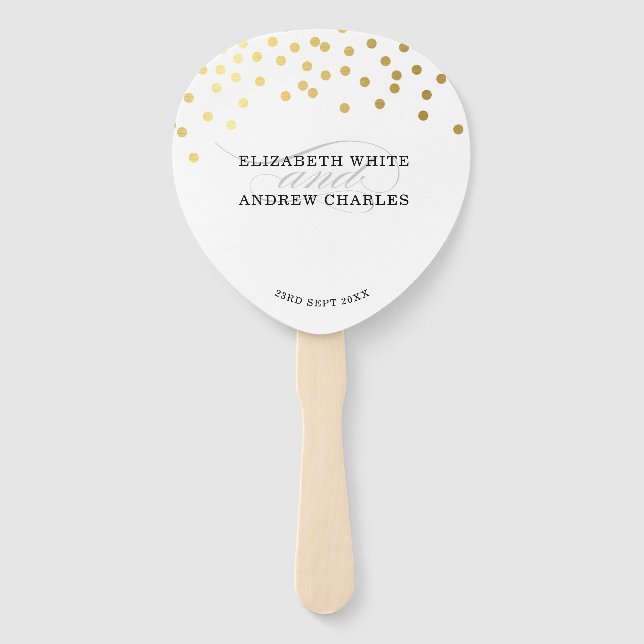 WEDDING FAN modern stylish chic gold confetti (Front)