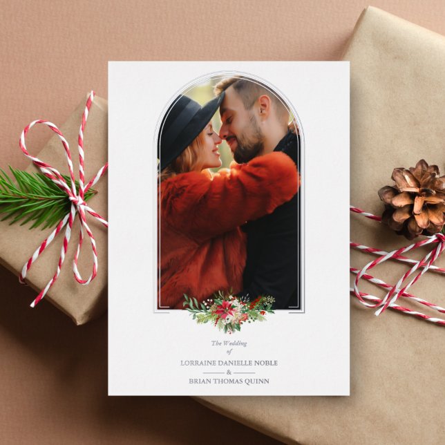 Wedding Fancy Silver Arch Effect Photo Foil Invitation (Creator Uploaded)