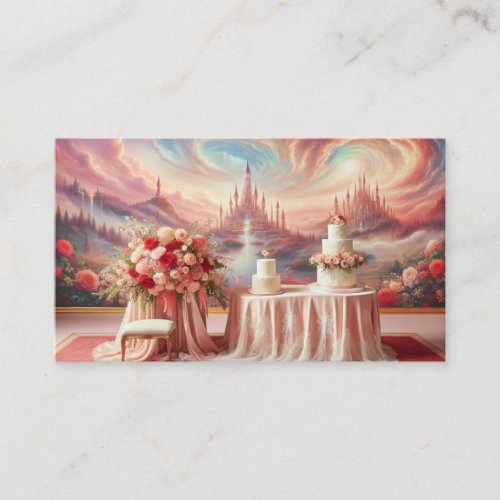 Wedding Fantasy with Red and Pink Roses Business Card